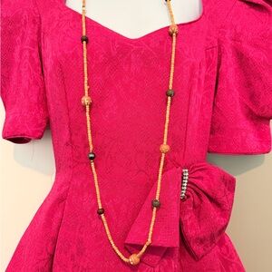 Boho Tribal Long Beaded Necklace – Clay & Wood Accents